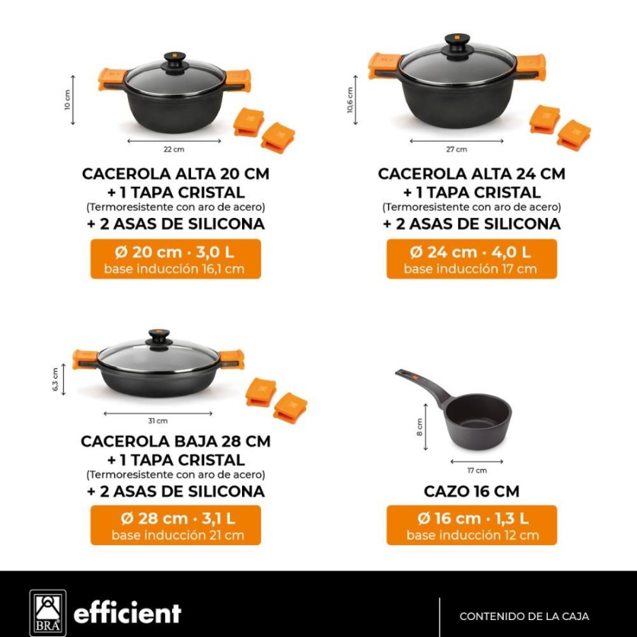 Cocina con BRA Bateria De Cocina 7 Piezas Efficient New