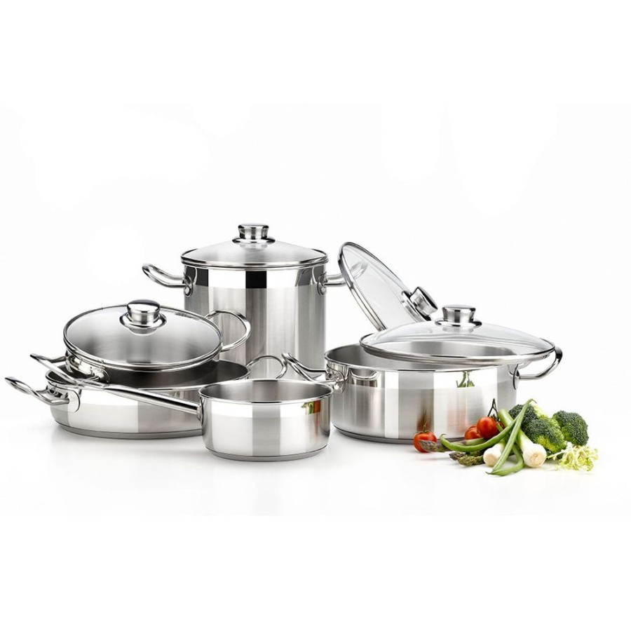 Cocina con BRA Bateria De Cocina 9 Piezas Profesional Con Tapa De Cristal Con Rustidera Online