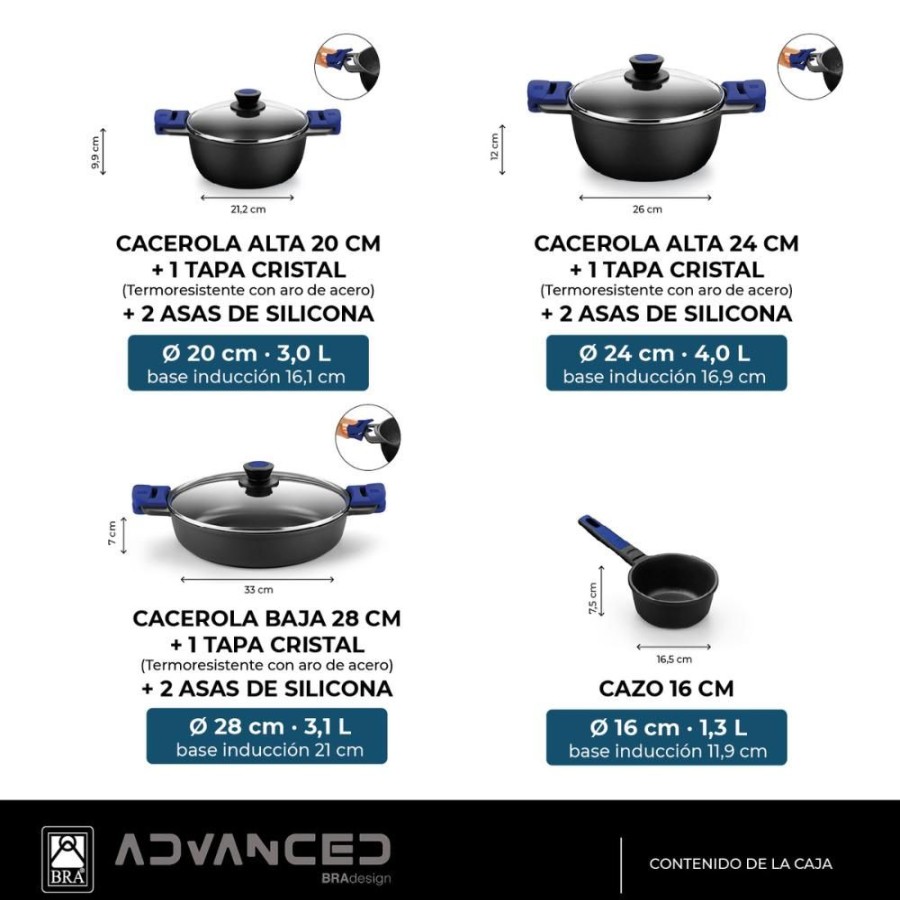 Cocina con BRA Bateria De Cocina 7 Piezas Advanced New